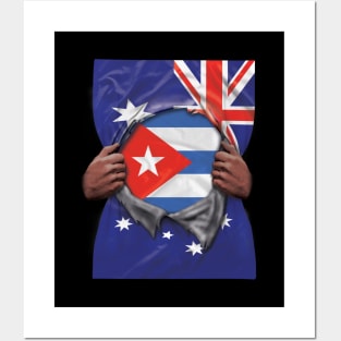 Cuba Flag Australian Flag Ripped - Gift for Cuban From Cuba Posters and Art